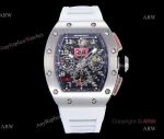 KV Factory Richard Mille Flyback RM011-FM Titanium White Rubber Band Replica